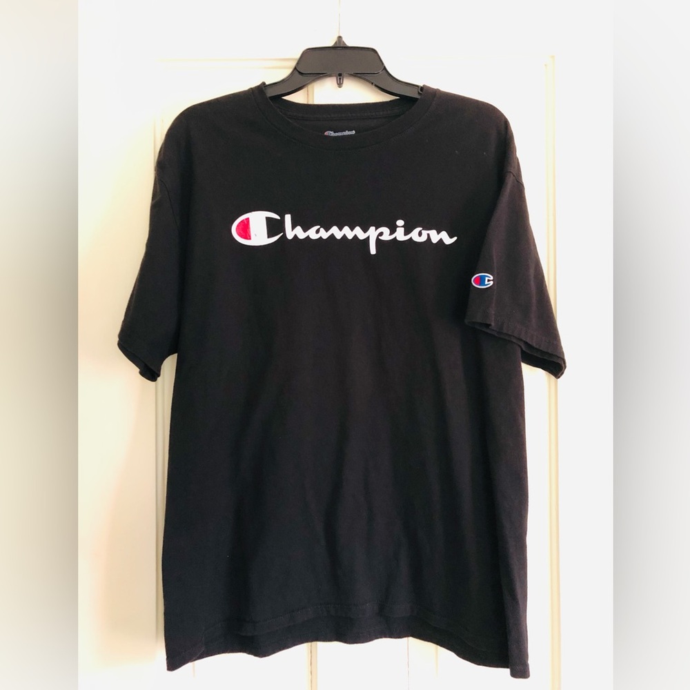 Champion Black t-shirt with classic logo.